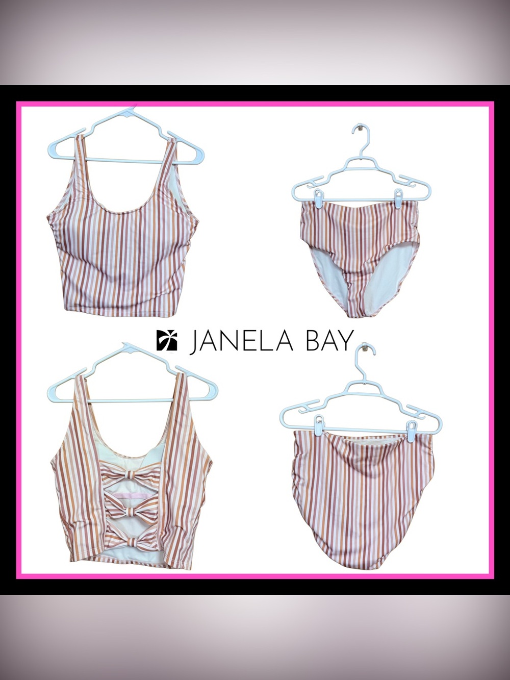 ✨ Coastal Luxe Resort Swim Set | Boho Striped Bikini L ✨